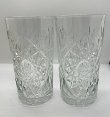 New! Libbey Lobster Highball «Star Of David» 16ozs Tumbler Clear Heavy Set Of 2