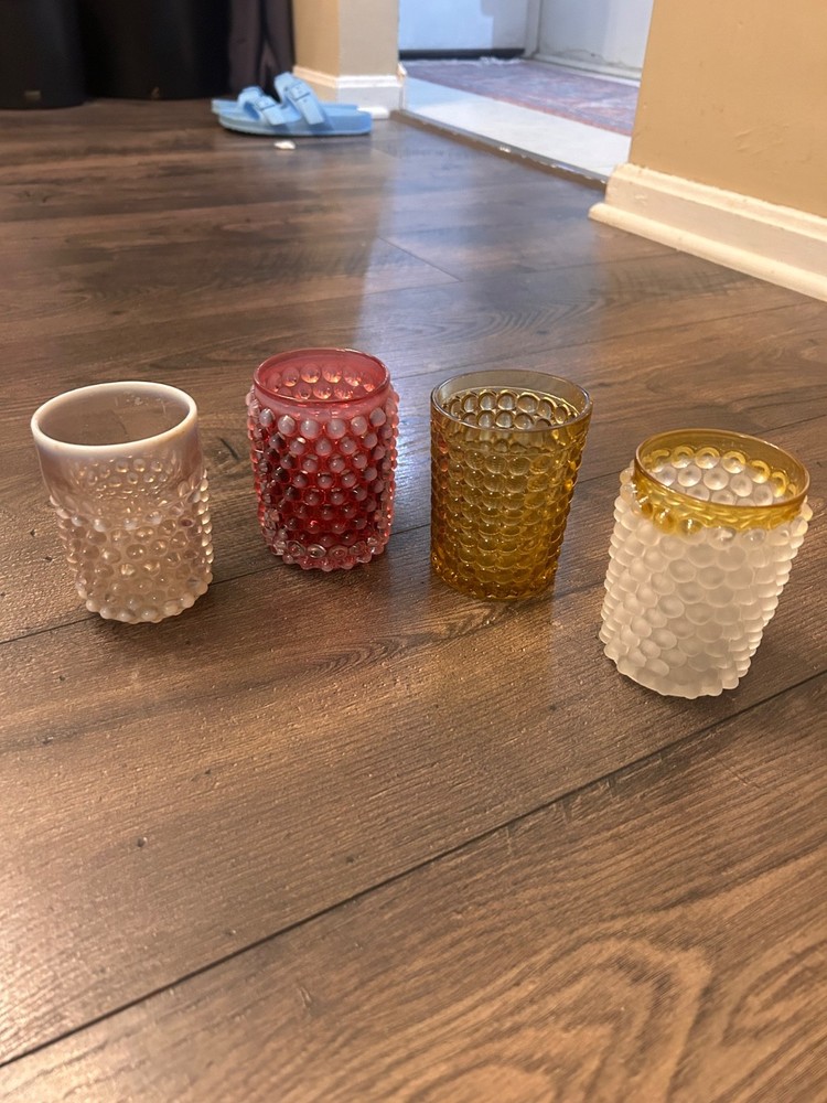Vintage Fenton Hobnail French Flat Tumbler Mid Century Modern lot of 4