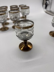 Vintage Culver Pisa Gold Footed Shot Glasses Set of 12 MCM 22K Liquor Barware
