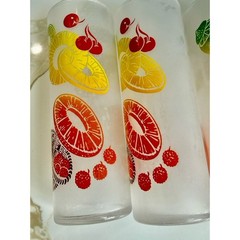Set Of 8 VTG Federal Glass Tall Frosted Fruit Highball Tom Collins MCM Glasses