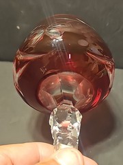 Lausitzer LA15 Ruby Red Hock Wine Glass Cut Foot 8″ Germany