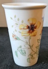 Lenox Butterfly Meadow No lid Tumbler Cup 5.25″ Tall Letter «B» Floral Bee.