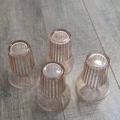 Vintage Anchor Hocking Queen Mary Pink Depression Drinking Glass Tumbler Set 4