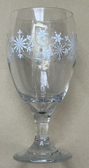 Libbey Glass Snowflakes Blue/White Footed 16 Oz Vintage 7″ Tall • Used