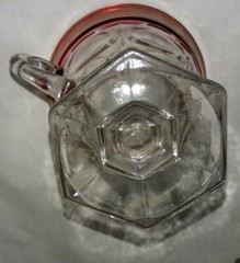 6 Rare 4 Oz Footed Kings Crown Thumbprint Cup Tumblers Ruby Rim Handled Vintage