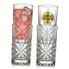 Tall Highball Glasses, Shatterproof and Reusable Acrylic – 12 Ounces Clear