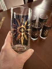 Set Of 6 Vintage Mid Century Helen Conroy Starburst Snowflake Highball Glasses