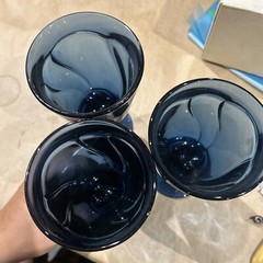 Noritake Sweet Swirl Dark Cobalt Blue Wine Glasses/Goblets (Lot of 3) 7-3/4”