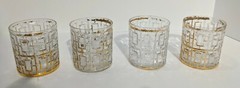 Imperial Glass Shoji Trellis Hollywood Regency MCM 22k Gold Set Of 4 Tumblers