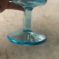 L G Wright Panel Grape Blue Opalescent Water Goblet 6”