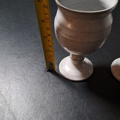 Vintage Studio Pottery Handmade Wine/Water Goblet Earth tones Set Of 2