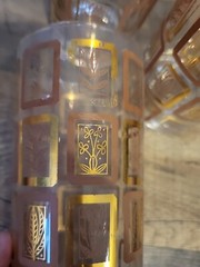 Four (4) Vintage Lotus Gold Trimmed Glasses Various Plant Patterns