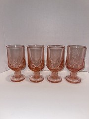 4 Vintage TIFFIN Franciscan Cabaret Pink Tea Glass Goblets Mint! HTF!