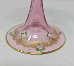 Venetian Enameled Figural Landscape Scene Pink Champagne / Sherbert Glass 6″ #6