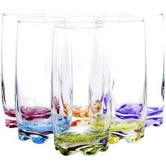 Colorful Glass Beverage Tumblers, 13.25oz – 6 Set