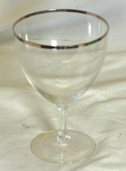 Silver Trim Wine Glass Elegant Clear Glass