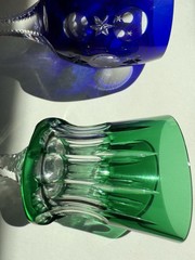 FABERGE CRYSTAL NA ZDOROVYE SET OF 4 LIQUEUR/CORDIAL COLORED GLASSES, RARE, NEW