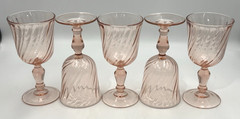 5 Cristal D’Arques-Durand Rosaline Pink Swirl Optic Water Goblet 6oz France 5 ¾»