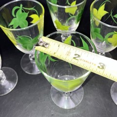 Vintage Set of 6 HandPainted Cordial Glasses, Floral Leaf Design. BEAUTIFUL!!