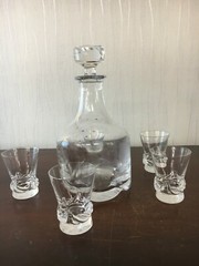Lot Carafon And 5 Glasses Crystal Daum Nancy (Price Of The Lot)