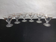Vintage Libbey Gold Wheat Wine Cocktail Crystal Drinking Glasses Set of 6