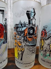 Rush to the Rockies – Vtg 1959 Libbey Colorado History Frosted Glasses Set of 5