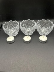 Shannon by Godinger Set Of 3 24% Lead Crystal Votives w/ Tealights New in Box