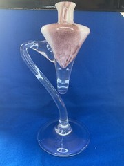 Bleikristall 24% Peter Kaspar Hand Blown Art Glass Pink Purple Candle Holder