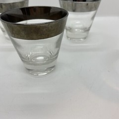 Vintage Dorothy Thorpe Shot Glasses Lot QTY 5 Silver Rim 2.75″ Mid Century