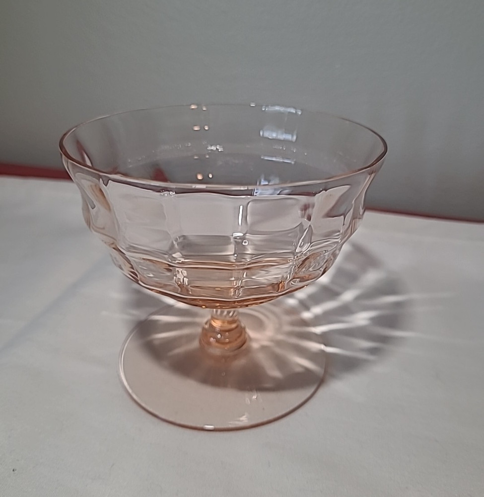 Vintage Pink Dessert Dish – Hand Blown Glass Tapered Footed 3.5 Inch Tall