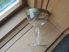 3 glass stems RAMBLER ROSE 3 oz 4.5″ tall optic beveled elegant gold encrusted
