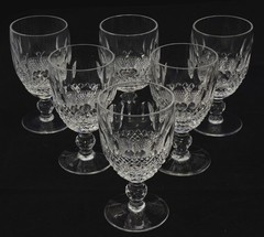 Set of 6 Waterford Cut Crystal Colleen 4 3/4 Inch Tall Claret Wine Glasses