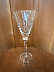 Bella Lux Wine Glass Champagne Flute Optic Paneled Air Twist Stem Silver Edge 9”
