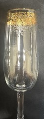 Set Of 4 Cellini Italian Crystal Champagne Flutes 24K Gold Trim Hand Decorated