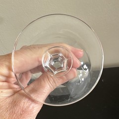 Clear Cut Glass Coupe Champagne Saucer with Faceted Bowl & Stem