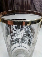 Vintage Highball Glass , 22k Gold Trim, Horse Racing