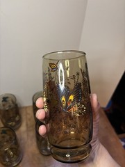 (7) beautiful Libbey Butterfly Tawny Garden Party 6” Tumbler Butterflies glasses