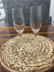 Tiffany & Co. Classic Crystal Glass Champange Flutes 9.5 in Set of 2 Blown Glass