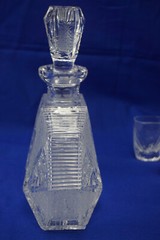 Pasabahce Crystal Decanter, 6 1/4″, with Lid 8 3/4″ & (9) Glasses, 2 1/2″ NWT