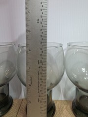 Set of 6 Vintage Libbey STAX SMOKE Gray Pedestal Glasses Goblets Retro Barware