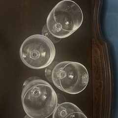 «Vendome Uni» Knob in Stem Water Wine Glasses Cristal D’Arques 6 1/4” MCM 7 Vtg