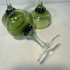 Vintg Sasaki Coronation Hawthorne Jade Green 4 Brandy/Cocktail Glasses 4 oz MCM