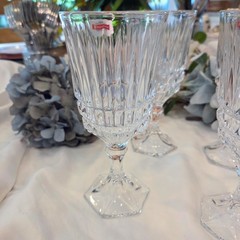 Fostoria Set of 4 HERITAGE 8 oz Clear Cut Crystal Water Goblets Stem Glasses NWT