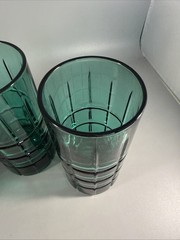 Vintage Anchor Hocking Tartan Plaid Emerald Green 16 Oz. Glass Tumblers Set Of 4