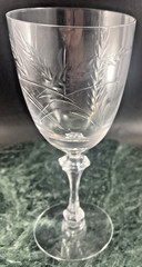 Tiffin Franciscan Harvest Water Goblet Clear Glass Cut Stem 17453 Cut Wheat