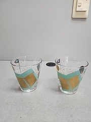 2 Par Fore 19th Hole Aqua and Gold Colored Barware Glasses