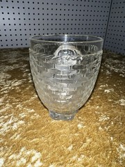 Vtg Christmas Santa With Bag Libbey Pressed Glass Tumbler Candle Holder 1970s