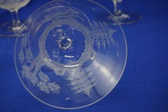 Hunt Safari Animal Scenes-(6) Low Sherbet Champagne Glasses, 3 3/8″ -LOT B (B61)