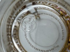 Set Of 6 VTG Libbey glass cups gold Greek key design and metal handles Hollywood