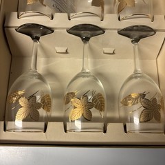 Libbey Glass Company, Gold Leaf Wine Glasses, 10 Oz, 6 Piece Set